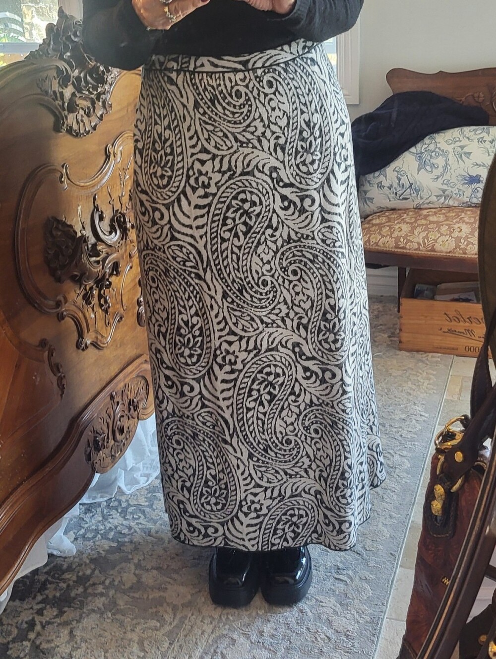 Peruvian Connection Black and Cream Knit Skirt